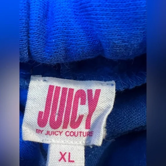 Juicy Couture Juice Pullover Hoodie Womens Size XL Blue And Yellow Oversized - Picture 6 of 13